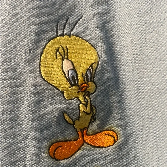 Tweety Bird Embroidered Gray Shirt - Picture 1 of 7